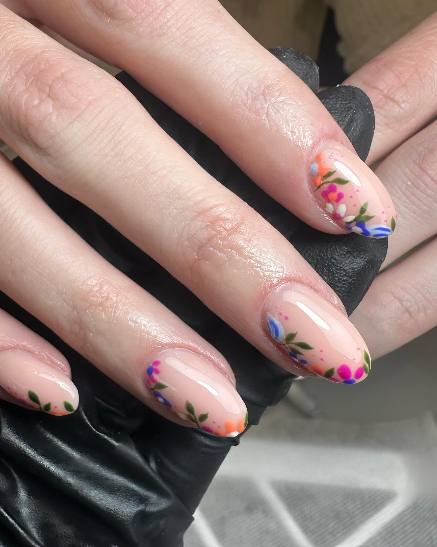 Blooming French Tips Nails