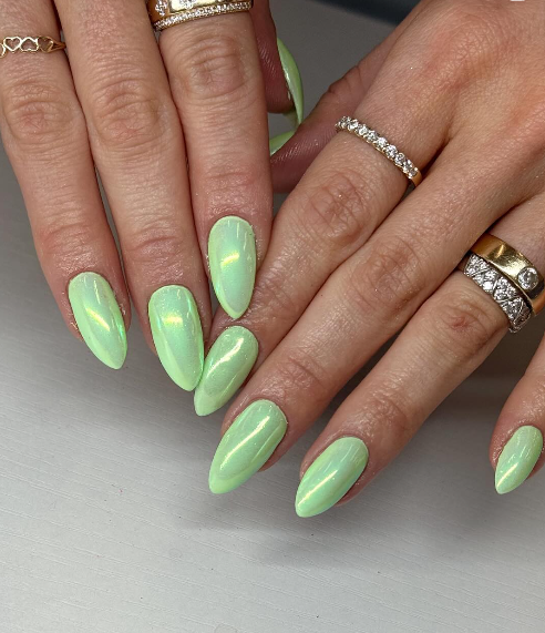 Pastel Sage Glow March Nail Ideas