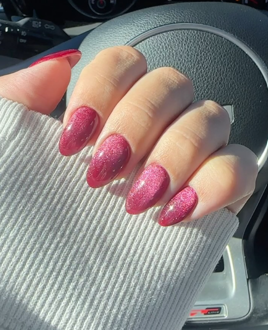 Rose Glitter Dreams nails