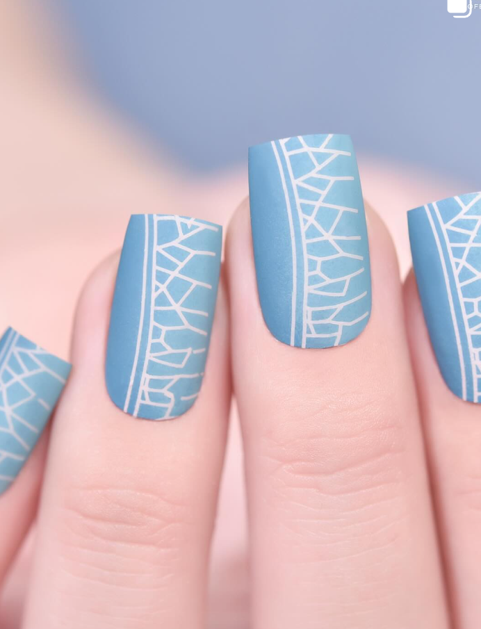 Icy Blueprint Summer Nails