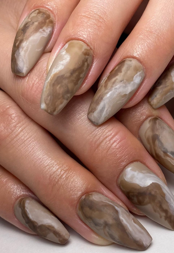 Mocha Marble Nails