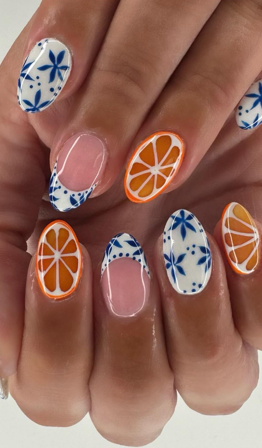 Santorini Sunrise Nails