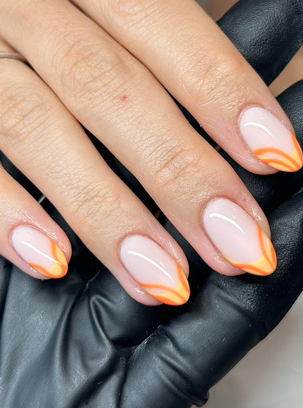 Sunset Swirl Tips Nails