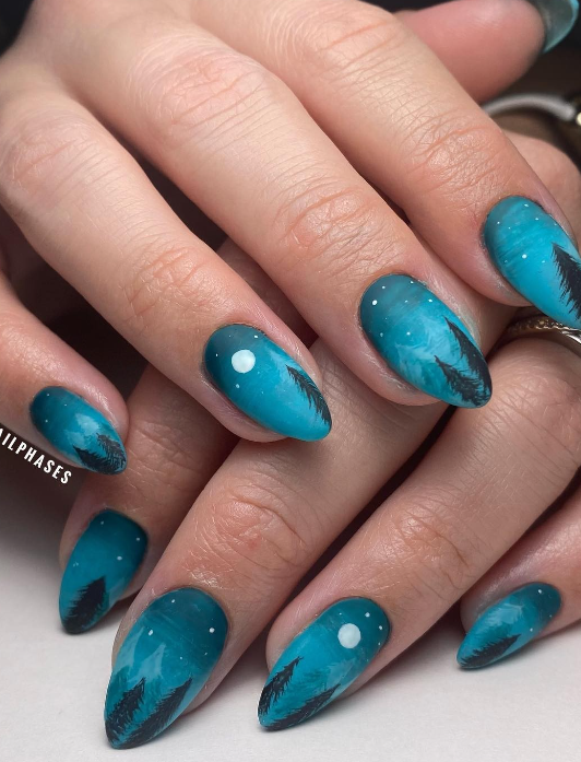 Blue Starry Night Nail
