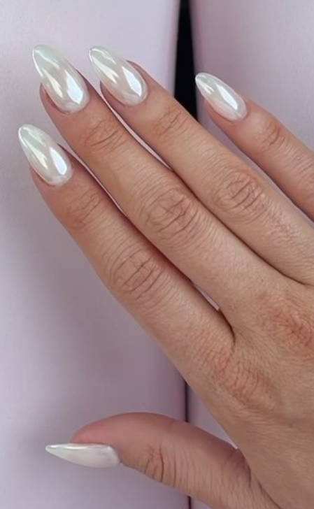 White Glitter Glow Nails